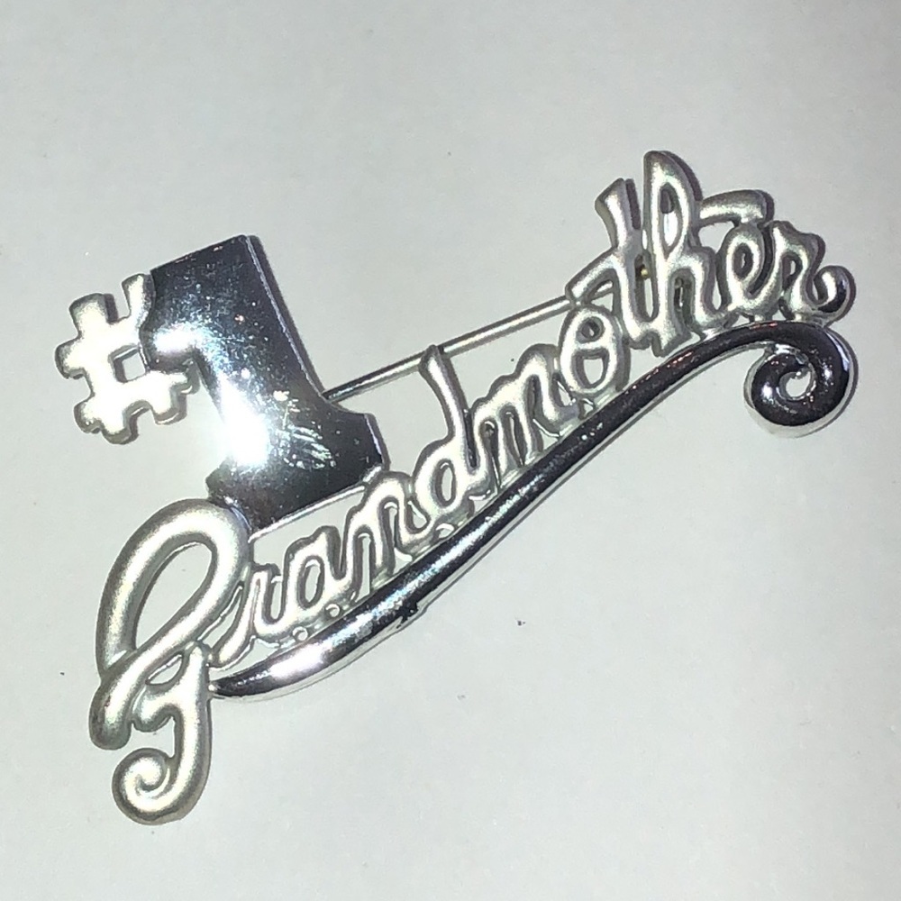 Silver Tone #1 Grandmother Brooch